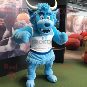 Sky Blue Minotaur maskot...