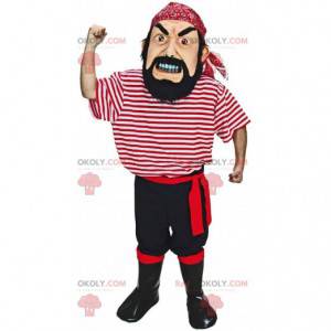 Realistische piratenmascotte, zeemanskostuum plunderend -