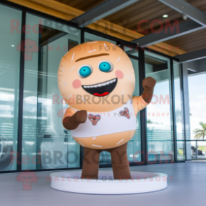 Beige Donut mascot costume character dressed with a Bikini and Belts