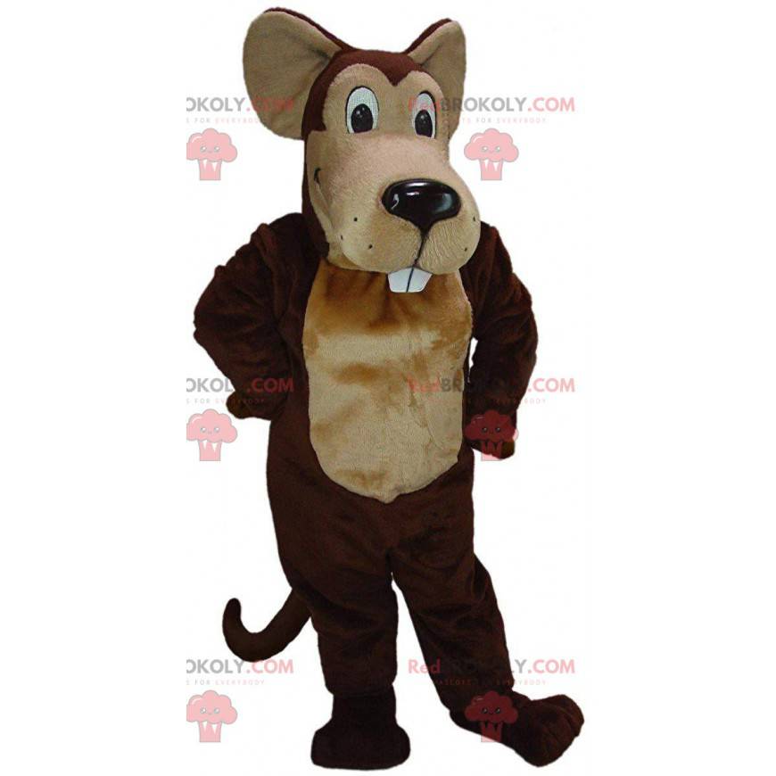 Reusachtige bruine muis mascotte, cartoon muis kostuum -