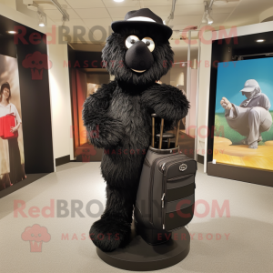 Black Golf Bag mascot costume character dressed with a Henley Tee and Foot pads