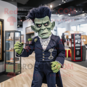 Navy Frankenstein mascot costume character dressed with a Jeggings and Pocket squares