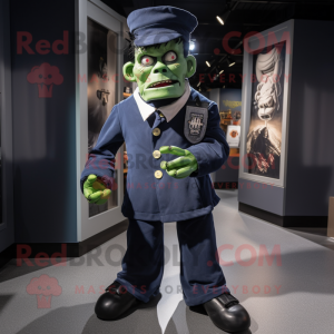 Navy Frankenstein mascot costume character dressed with a Jeggings and Pocket squares