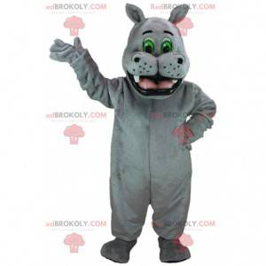 Mascotte d'hippopotame gris géant, costume d'animal exotique -