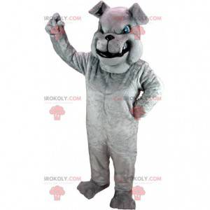 Gray bulldog mascot looking nasty, gray dog costume -
