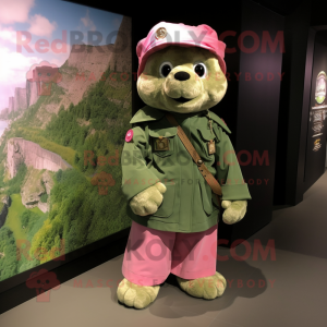 Roze groene baret mascotte...