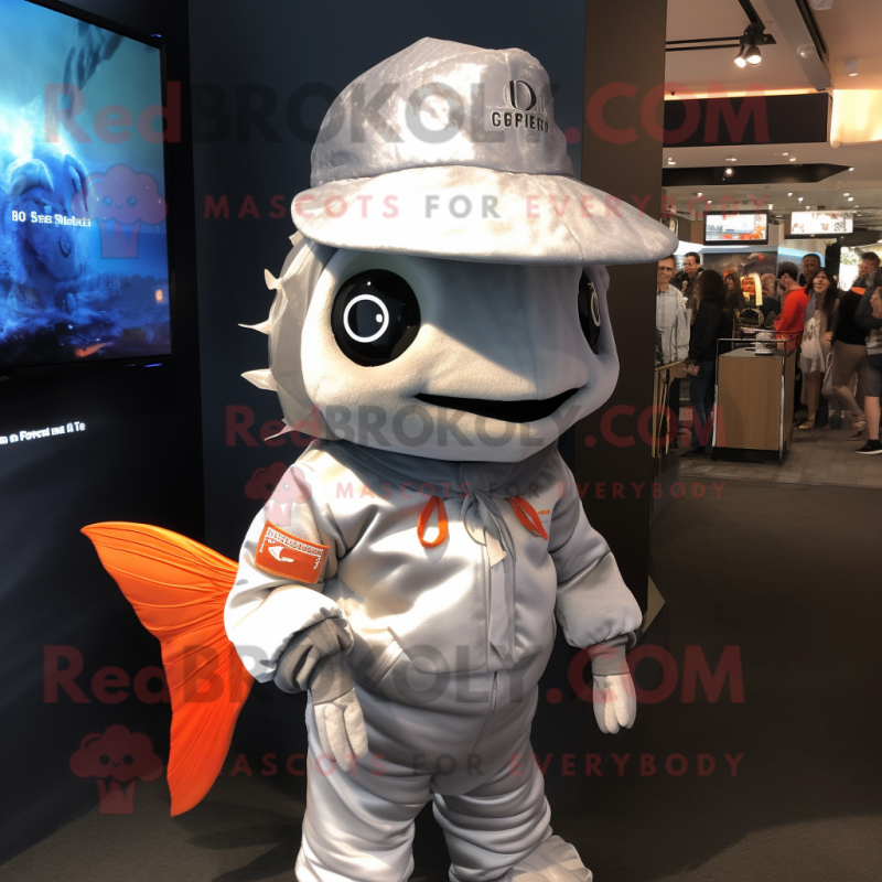 Silver Goldfish mascot costume character dressed with a Bodysuit and Hats Silver Goldfish mascot costume character dressed with a Bodysuit and Hats