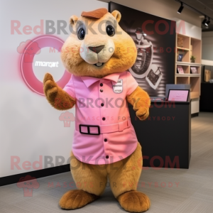 Pink Marmot maskot kostume...