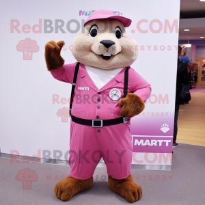 Rosa Marmot maskot drakt...