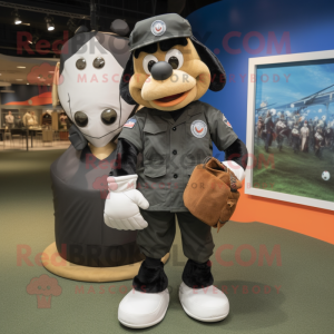 Black Air Force Soldier mascot costume character dressed with a Baseball Tee and Handbags