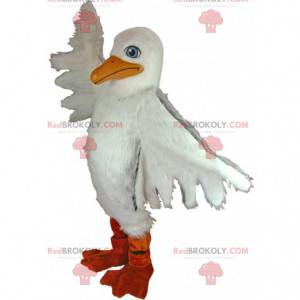 Mascote gigante da gaivota branca, fantasia de pelicano -