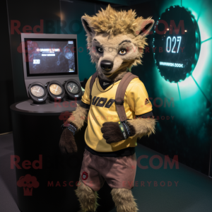 nan Hyena mascot costume character dressed with a Joggers and Digital watches