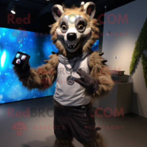 nan Hyena mascot costume character dressed with a Joggers and Digital watches