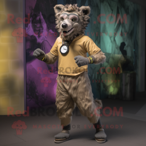 nan Hyena mascot costume character dressed with a Joggers and Digital watches