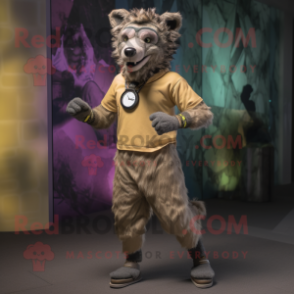 nan Hyena mascot costume character dressed with a Joggers and Digital watches