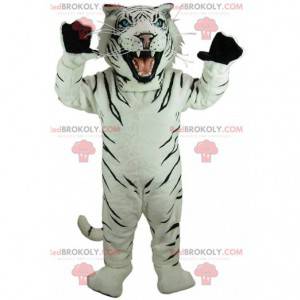 Mascotte de tigre blanc et noir, costume de tigre royal -