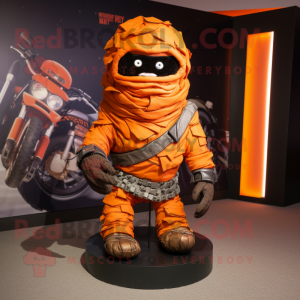 Orange Mummy mascot costume character dressed with a Biker Jacket and Scarf clips