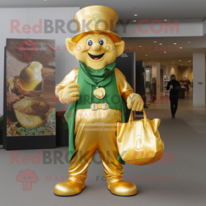 Gouden Leprechaun mascotte...