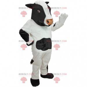 Biało-czarna maskotka krowa, kostium zwierząt gospodarskich -