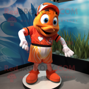 Peach Clown Fish mascot costume character dressed with a Shorts and Cufflinks