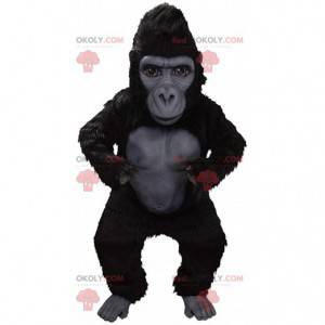 Gigantisk svart gorilla maskot, veldig realistisk og skremmende