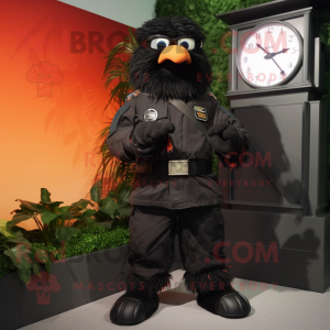 Black Mandarin mascot costume character dressed with a Cargo Pants and Digital watches