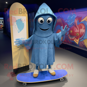 Blå skateboard maskot...