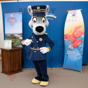 Navy Mare mascot costume character dressed with a Capri Pants and Cummerbunds