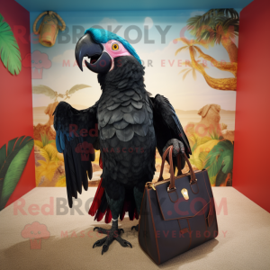 Svart Macaw maskot drakt...