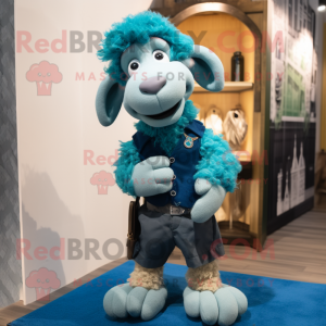 Cyan Merino Sheep maskot...