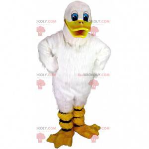 Mascote de pato branco, fantasia de pássaro gigante branco -