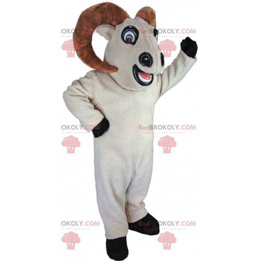 Maskot horned djur, jätte vit ram kostym - Redbrokoly.com