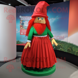 Red Leprechaun Hat mascot costume character dressed with a Maxi Skirt and Beanies