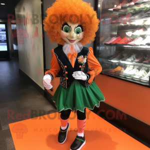 Peach Irish Dancing Shoes mascot costume character dressed with a Coat and Bracelets