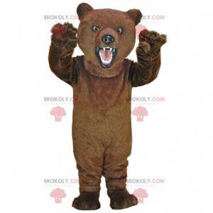 Mascote de urso marrom muito realista, fantasia de urso de
