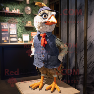 nan Pheasant mascot costume character dressed with a Overalls and Ties