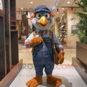 nan Pheasant mascot costume character dressed with a Overalls and Ties