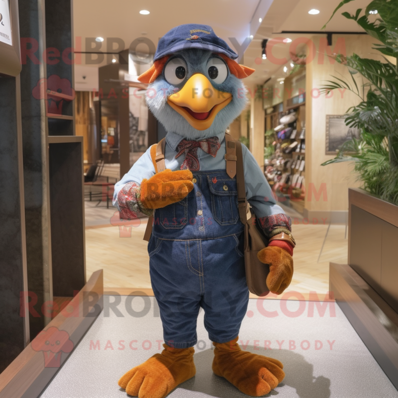 nan Pheasant mascot costume character dressed with a Overalls and Ties nan Pheasant mascot costume character dressed with a Overalls and Ties