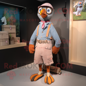 nan Pheasant mascot costume character dressed with a Overalls and Ties