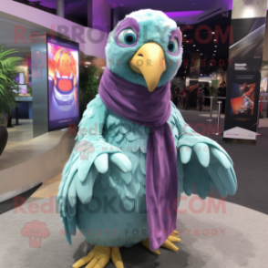 Lavender Parrot mascot costume character dressed with a Vest and Shawls