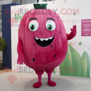 Magenta Watermelon mascot costume character dressed with a Culottes and Cufflinks