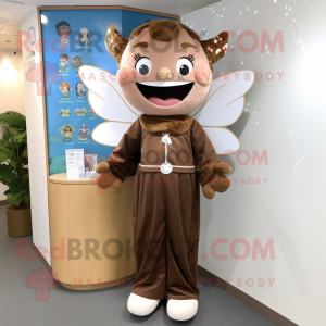 Brown Tooth Fairy mascot costume character dressed with a Jumpsuit and Necklaces