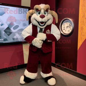 Maroon Ram maskot kostume...