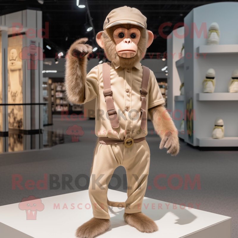 Beige Capuchin Monkey mascot costume character dressed with a Leggings and Caps Beige Capuchin Monkey mascot costume character dressed with a Leggings and Caps