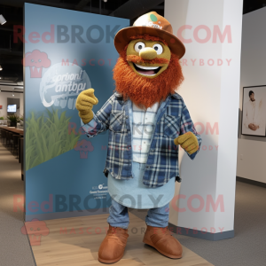 Rust Leprechaun mascot costume character dressed with a Chambray Shirt and Shawls