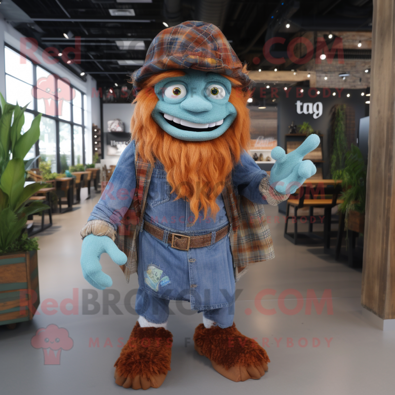 Rust Leprechaun mascot costume character dressed with a Chambray Shirt and Shawls Rust Leprechaun mascot costume character dressed with a Chambray Shirt and Shawls