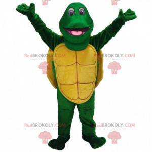 Zielony i żółty żółw maskotka, zielony kostium zwierzęcia -