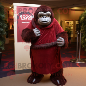 Maroon Gorilla maskot drakt...