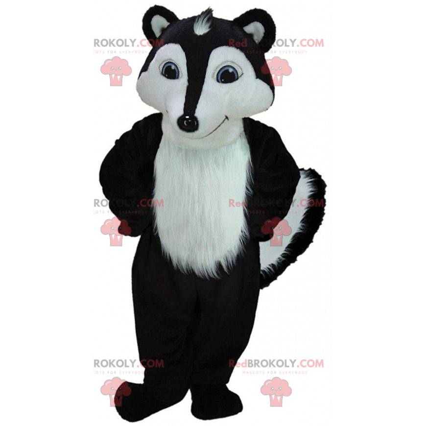 Svart och vit skunk maskot, jätte polecat kostym - Svart och vit skunk maskot, jätte polecat kostym -