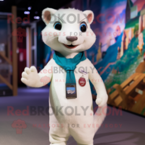 White Weasel mascot costume character dressed with a Shorts and Ties